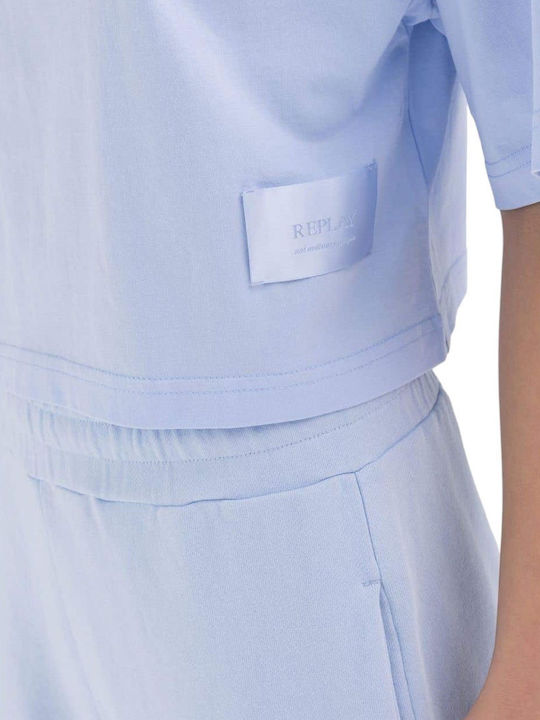 Damen Sommer Crop Top Baumwolle Kurzarm Flieder