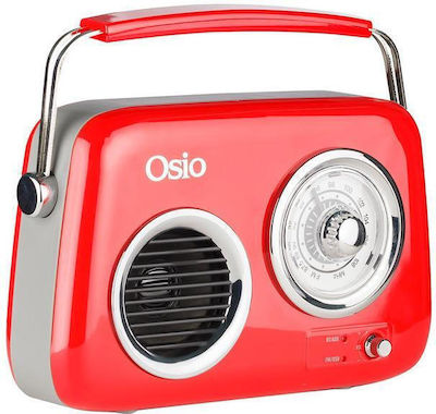 Osio OPR-3040R Retro Portable Radio Rechargeable with Bluetooth and USB Red