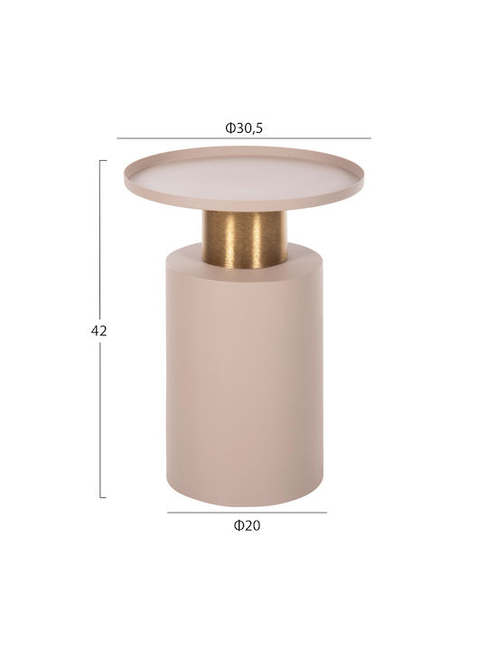 Round Metal Side Table Ecru 30.5x30.5x42 cm