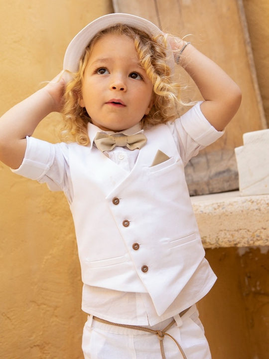 Bambolino Baptism Suit with Vest for Boys Filippos White 6 Pieces