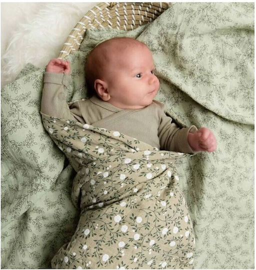 A Little Lovely Company Muslin Swaddle Wrap Dark Sage Green 120x120cm.