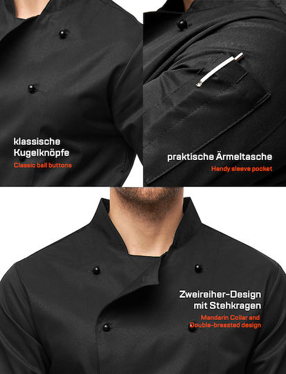 strongAnt Coat Chef Black with Long Sleeve Easyclean
