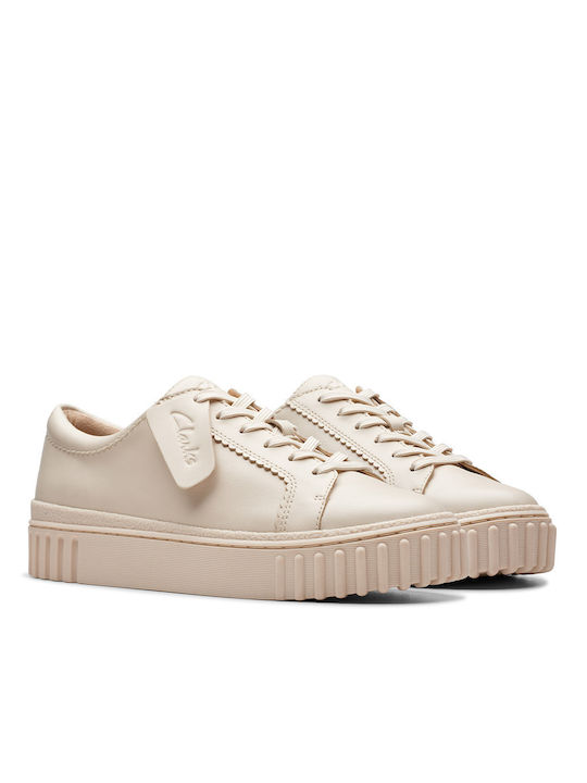 Clarks Γυναικεία Sneakers Cream Leather