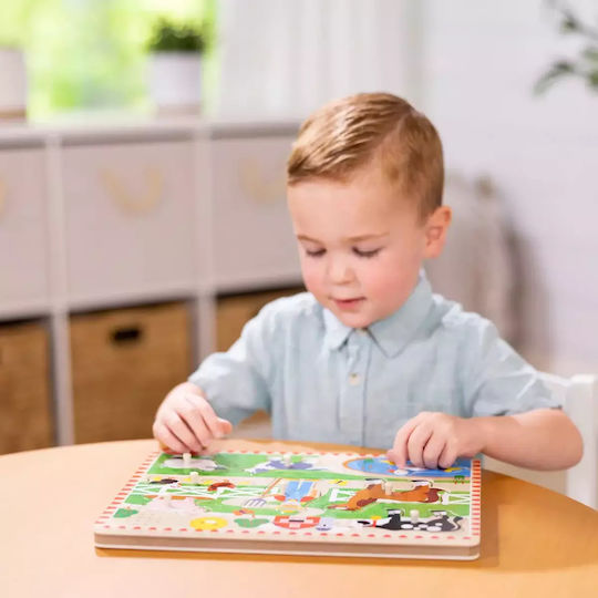 Дървено Детски Пъзел с Шипове Old MacDonald's Farm за Над 2 години+ Години 8бр Melissa & Doug