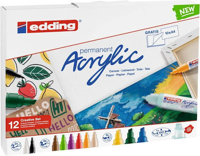 Set de markere acrilice Edding Creative Set Basic 12 bucăți