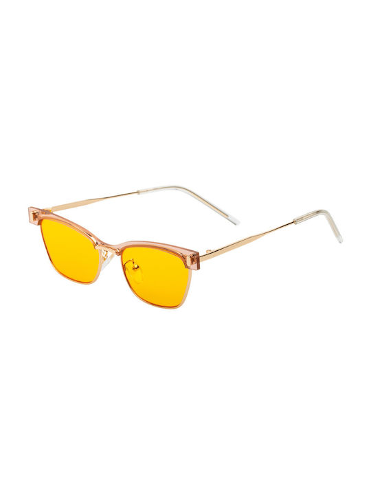 Women's Sunglasses with Pink Metal Frame and Yellow Lens 01-4705-Pink-Yellow