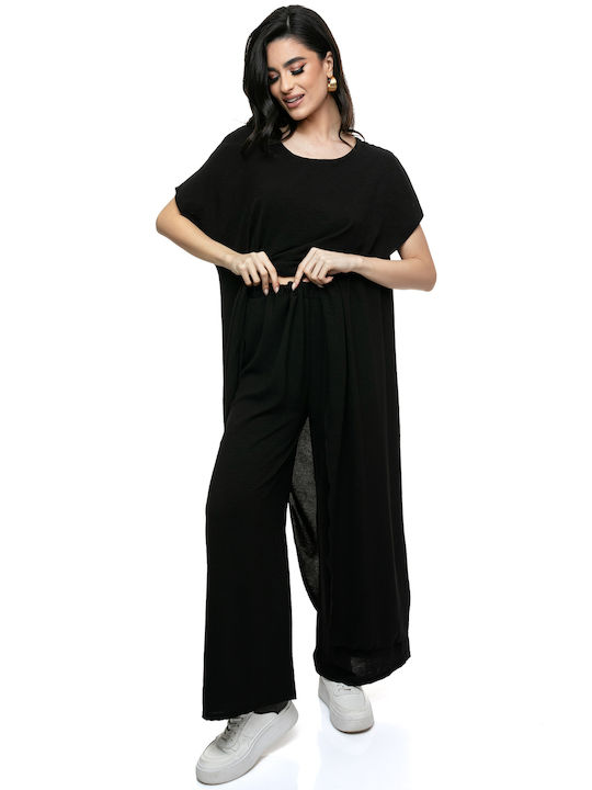 Women's Black Set with Trousers in Loose Fit