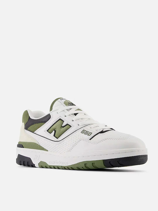 New Balance 550 Court Sneakers White / Dark Olive