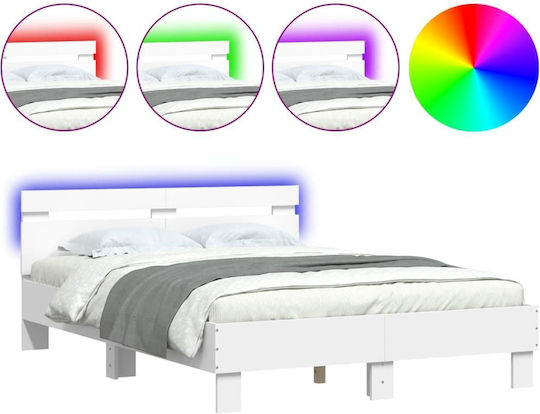 Pat Semi-dublu Alb cu Lamele pentru Saltea 120x190cm