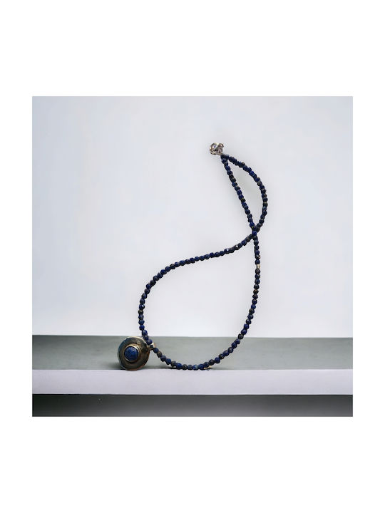 Silver Necklace With Semiprecious Stones Lapis Lazuli