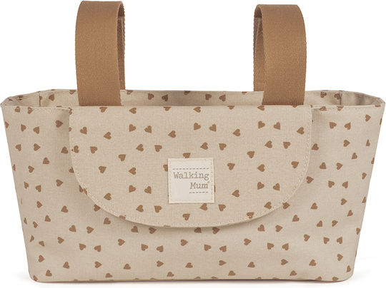Walking Mum Beige Stroller Organizer Poppy Cinnamon Hearts