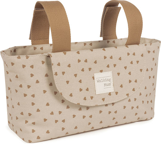 Walking Mum Beige Stroller Organizer Poppy Cinnamon Hearts