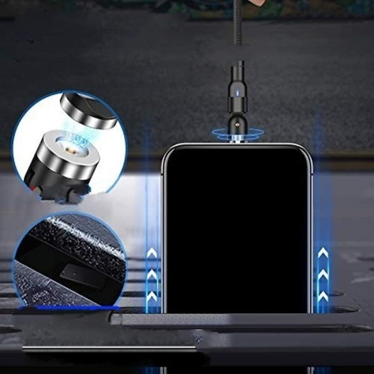 Μαγνητικό / LED USB-A to Lightning Cable Μαύρο 2m
