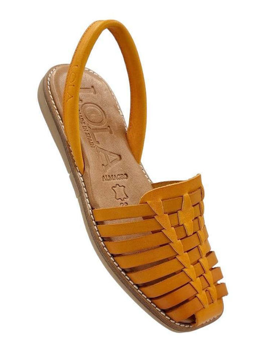 Lola Almagro Mango Leder Flache Sandalen für Damen in Braun Farbe