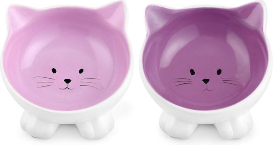 Navaris Ears Set 2 Set 2 Ceramică Bol Mâncare & Apă pentru Câine & Pisică Colorat 2buc