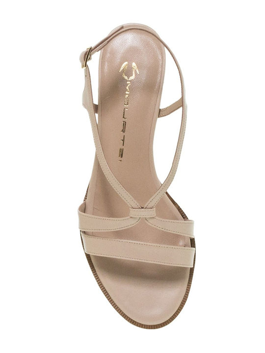 Mourtzi Leder Damen Sandalen in Beige Farbe