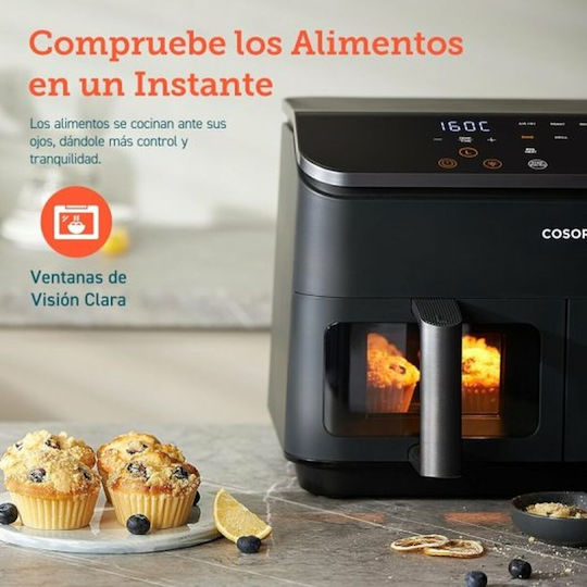 Cosori Dual Basket 8.5 Chef Edition Heißluftfritteuse mit Doppel-Abnehmbarer Korb 8.5Es Schwarz