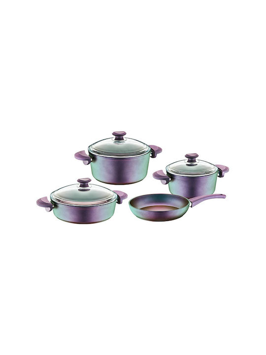 OMS Collection Σετ Μαγειρικά Σκεύη από Αλουμίνιο Violet με Αντικολλητική Επίστρωση 7τμχ