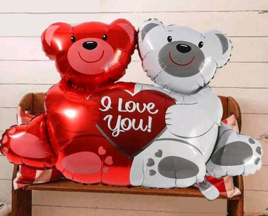 Balloon Teddy Bears Red White Valentine's Day Balloon I Love You I Love You with Heart 52x80cm (tatu Moyo)