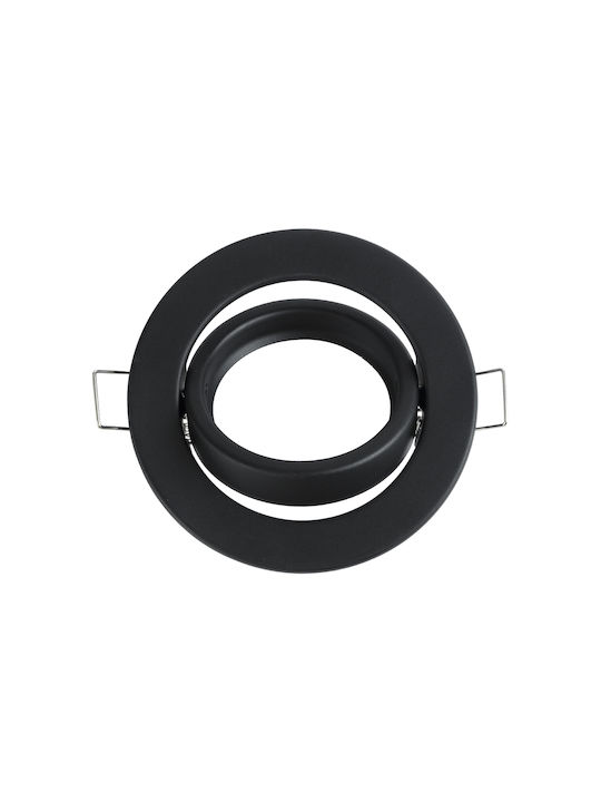 GloboStar Delta Round Metallic Frame for Spot GU5.3 Black 9.2x9.2cm. 1pcs
