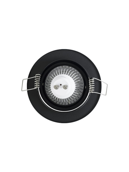GloboStar Delta Round Metallic Frame for Spot GU5.3 Black 9.2x9.2cm. 1pcs