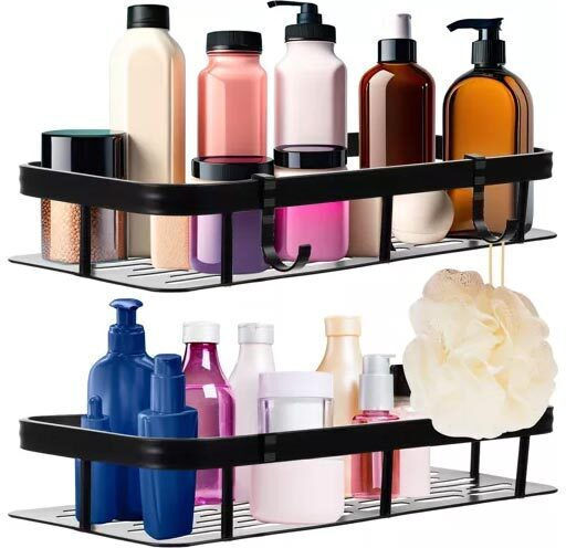 Wall Mounted Bathroom Shelf Metallic 30x13x4.7cm Black
