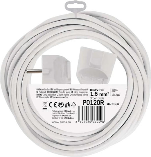 Emos Extension Cable Cord 3 x 1.5mm²/10m White