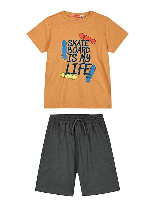 Energiers Kids Set with Shorts Summer 2pcs Coffee