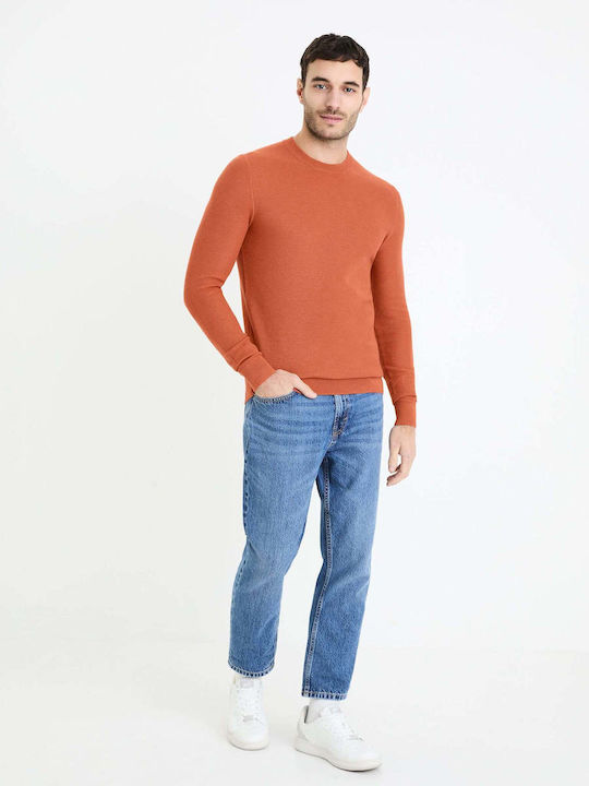 Celio Herren Langarm-Pullover Orange