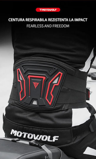 Motowolf Safety Belt For Motorcyclists With Elastic Cushion And Adjustable Fastening System, Ideal For Motorcycle Rides, Red