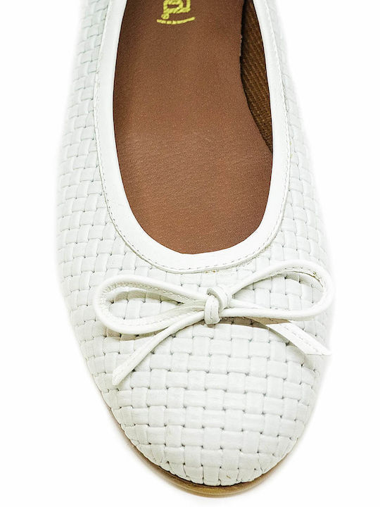 Lederne Damen Ballerinas in Weiß Farbe