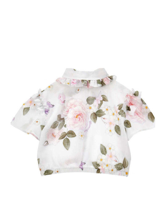 Kinder-Crop-Top Kurzarm Mehrfarbig