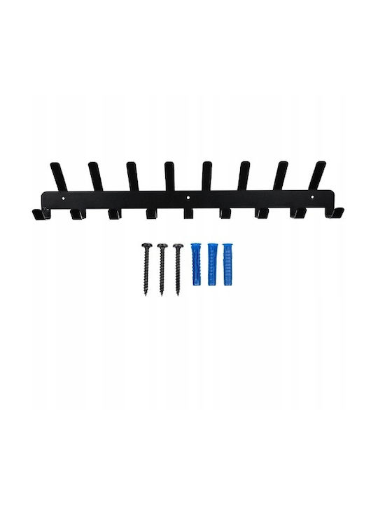 Cremastă de Perete Metalică cu 17 Compartimente Neagră 48.3x2.5x9.5cm