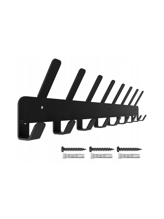 Cremastă de Perete Metalică cu 17 Compartimente Neagră 48.3x2.5x9.5cm