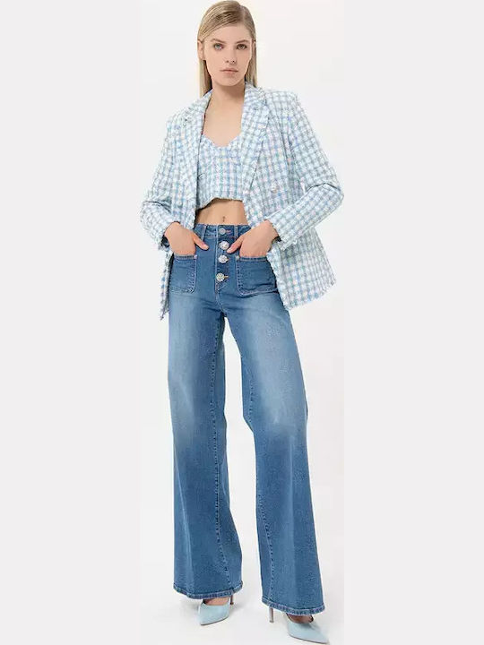 Fracomina Damen Blazer Hellblau