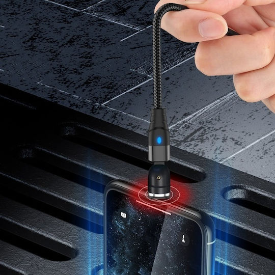 LED / Magnetic Cablu USB la micro USB cu mai multe porturi 3.1A Negru 2m