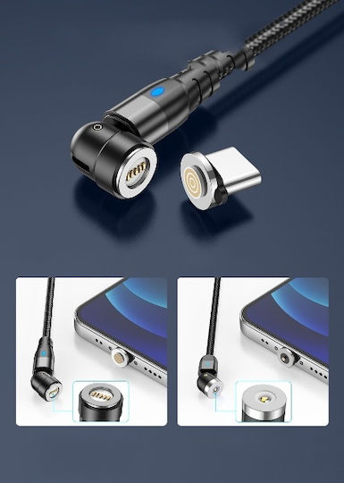 LED / Magnetic Cablu USB la micro USB cu mai multe porturi 3.1A Negru 2m
