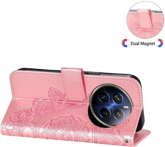 Flowers Wallet Ροζ Χρυσό (Realme 12 Pro 5G / 12 Pro+ Plus 5G)