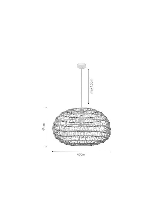 Inlight Hängelampe Braun mit Seil für Fassung E27 60x60cm.