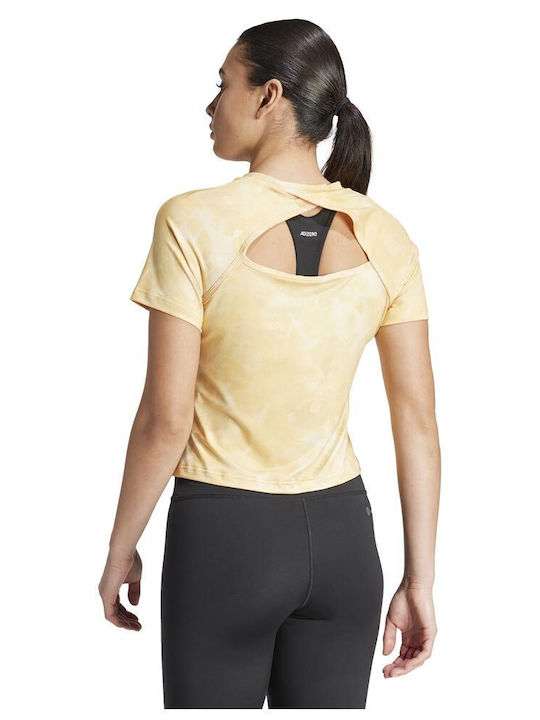 Adidas Γυναικείο Αθλητικό T-shirt Floral Κίτρινο
