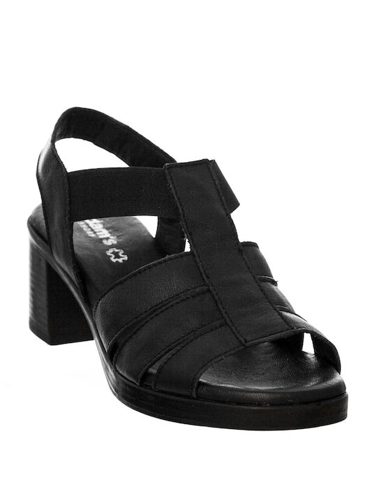 Adam's Shoes Leather Women's Sandals Black