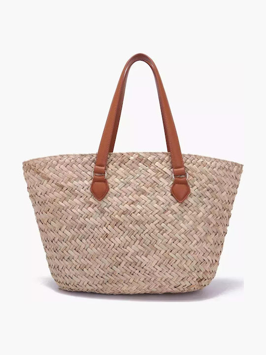 Ψάθινη Γυναικεία Τσάντα Shopper Ώμου Μπεζ