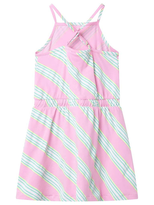 vidaXL Girls Dress Striped Sleeveless Pink