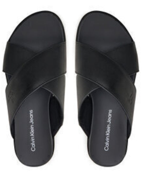 Leather Women's Flat Sandals Flatforms in Black Color