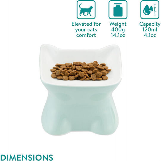 Navaris Set de 2 Ceramică Bol Mâncare & Apă pentru Câine & Pisică 120ml 11.6cm în Culoare Verde