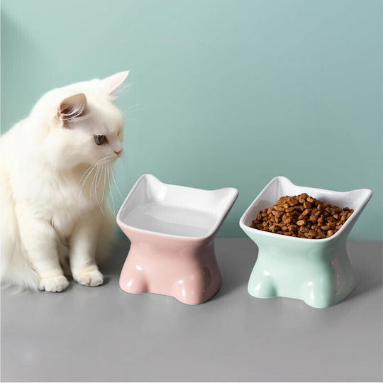 Navaris Set de 2 Ceramică Bol Mâncare & Apă pentru Câine & Pisică 120ml 11.6cm în Culoare Verde