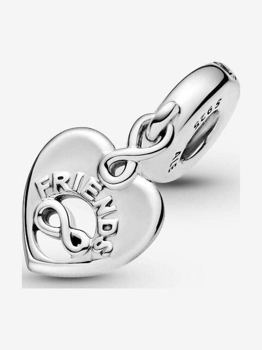 Pandora Friends Forever Heart Dangle Charm Καρδιά από Ασήμι με Ζιργκόν