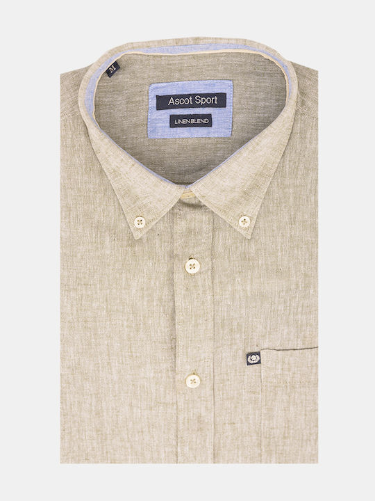 Ascott Men's Shirt Short Sleeve Linen Green