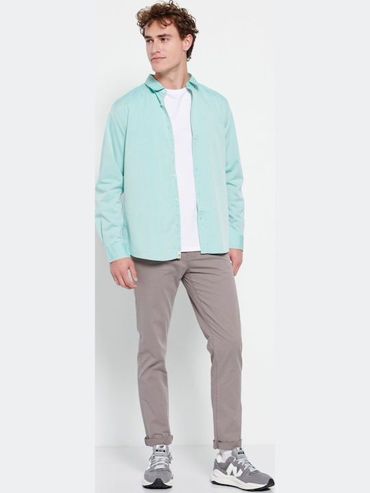 Long-sleeved Cotton Shirt Green Mel