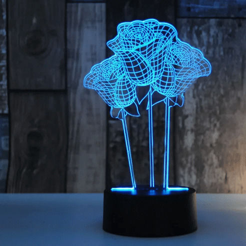 3D LED Decorative Table Lamp Warm White Flower
